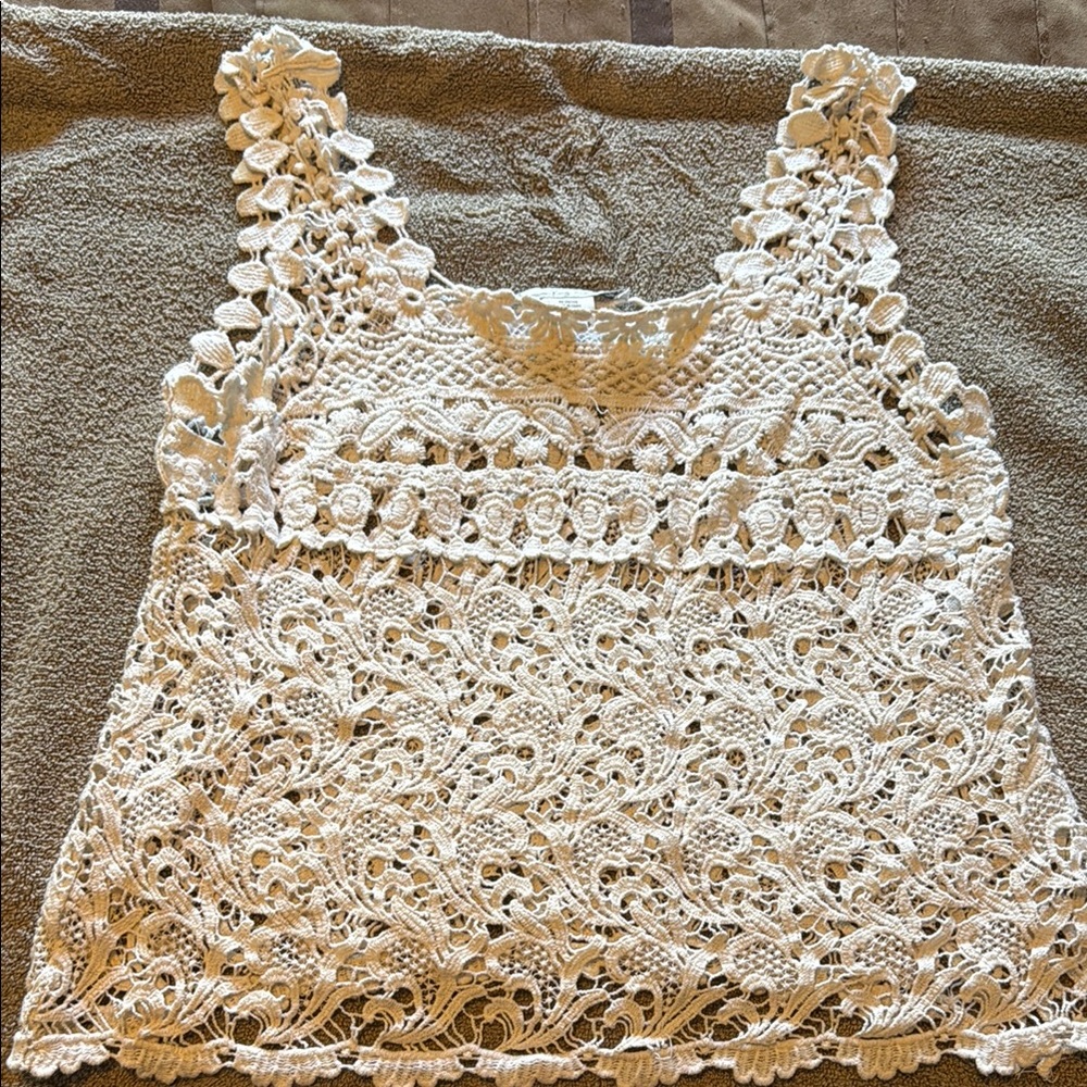 American Rag Cream Cropped Embellished Tank Top